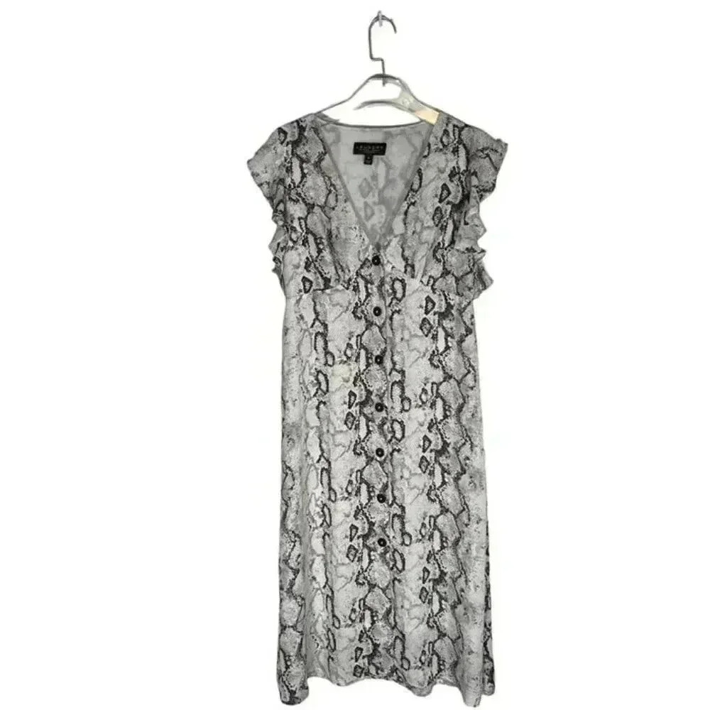 Laundry by Shelli Segal Python Print Button Front Midi Dress Medium